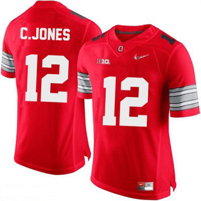 Ohio State Buckeyes Men's Cardale Jones #12 Red Authentic Nike Diamond Quest Playoff College NCAA Stitched Football Jersey QR19U86YC